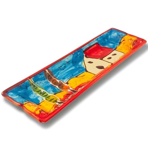 Small Rectangular Ceramic Platter – 10.8 Inch | Handmade in Spain – Ideal as Olive Platter, Corn Dish, Sushi Plate & Kitchen Spoon Rest – Lead-Free, Microwave, Oven & Dishwasher Safe