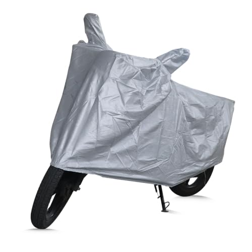 Image of TVS Racing Vehicle Cover with elastic - SC (Vehicle Cover) | Universal Bike Cover for TVS Two Wheelers| UV Protection and Dustproof| Elastic Fit |Silver