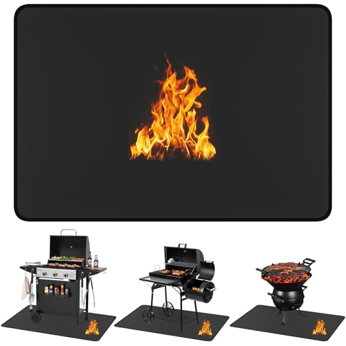 EWFEN Large Under Grill Mat 76 x 52 inches for Outdoor Grill, Double-Sided Fireproof Deck and Patio Protector Mat, Indoor Fireplace/Fire Pit Mat, Oil-Proof Waterproof BBQ Protector Mat
