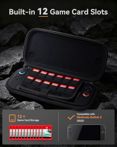 Image of Slim Switch 2 Carrying Case, Protective Hard Shell Case with 12 Game Card Slots, Portable Lightweight Travel Case for Switch 2 with Military-Grade Protection, Soft Inner Screen Cover, Tactical Style