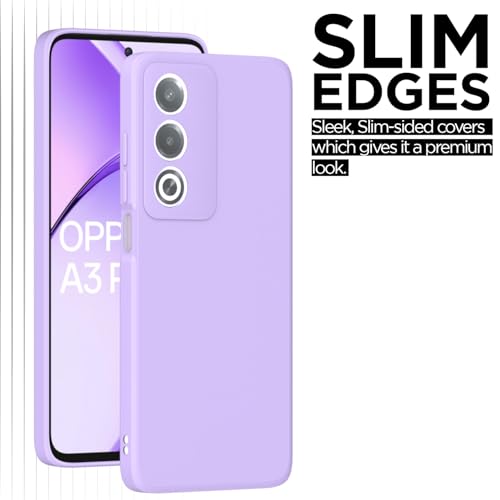 Image of Outlouders Back Cover for Oppo A3 Pro 5G | Camera Protection | Durable Soft Matte Silicone Bumper Case (Purple)