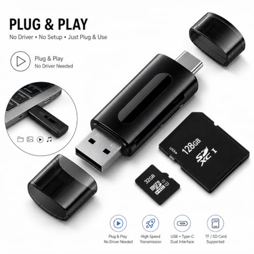 Image of SR-G10 OTG USB Multi-Function Card Reader /Writer, Type-C, High Speed for Mobile,Laptop (Black)