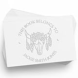 Custom Personal Library Embosser, Soft Western Wonders Book Ownership Stamp, Unique Cat Embosser Design, 1-5/8 Round Size, Available in 4 Color Options - Ideal for Reading Enthusiasts and Book Lovers