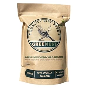 Greenest No Mess High Energy Bird Seed Feed Compostable Packaging No Plastic Sustainable 1.8Kg ECO Friendly Home Compostable Robin Chaffinch small garden birds