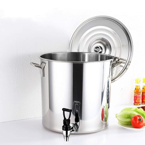 Olla de acero inoxidable, olla de acero inoxidable, olla con espiga, olla de sopa de acero inoxidable, fondo compuesto, cubo de vino de 5-90 L, olla redonda de acero inoxidable, 40 x 50 cm
