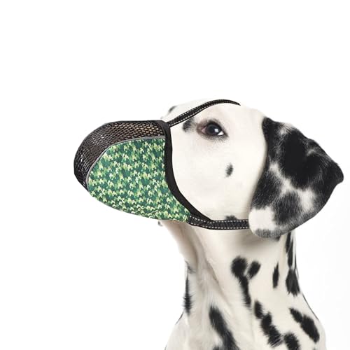 Image of Dog Muzzle Anti & Prevent Biting Chewing Barking for Small Medium Large Dogs Soft Air Mesh Muzzles Reflective Ajustable Full Coverage Dog Mouth Guard Cover for Grooming Scavenging Green L-1
