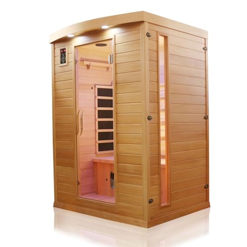 Dewello® Infrarotkabine Infrarotsauna Pierson 135cm x 105cm 1-2 Personen aus Hemlock Holz mit...