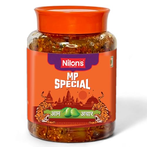 Image of Nilon's MP Special Mango Pickle (475 g) Homemade Aam Ka Aachar | Spicy & Tangy Pickle in Authentic MP Style with Raw Mango, Mustard Oil & Spices with No Added Artificial Colour