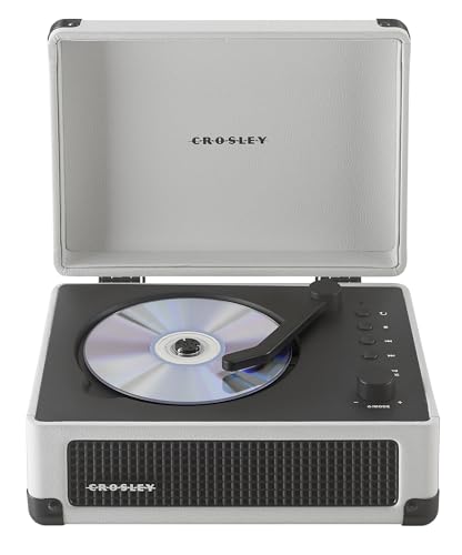 Image of Crosley CR3505DP-WF Cruiser Retro Portable CD Player with Stereo Bluetooth Speakers and FM Radio, White Farmhouse