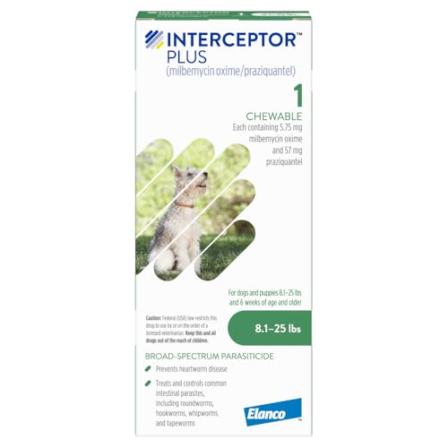 Interceptor Plus Prevention for Heartworm + 4 Other Worms for Dogs 8.1-25 lbs. | 1 Chew, 1-Month Supply