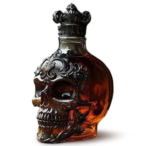 Bottiglia di liquore in vetro con teschio con tappo regalo per uomini e donne testa di scheletro di cristallo bottiglia di vino regalo per gotico e amanti
