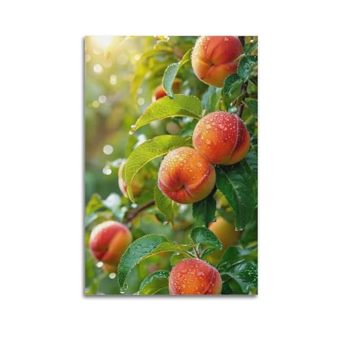 Pêches fruits sur branche décoration moderne aux finitions soignées