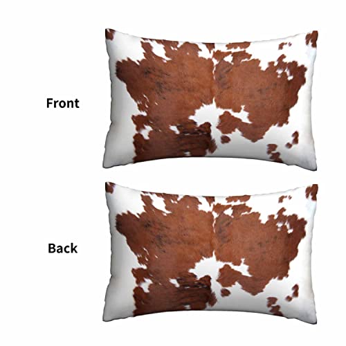 Mugod Throw Pillow Case Real Brown Cow Cowhide Pattern,Decorative Home Cushion Cover Home Rectangle 20X30 Inches Pillowcases #TOP1