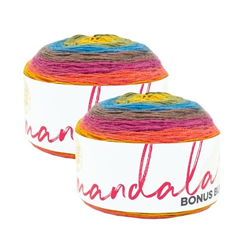 Image of Lion Brand Yarn Mandala Bonus Bundle Multicolor Yarn for Knitting, Crocheting, and Crafting, 2 Cakes, Chimera