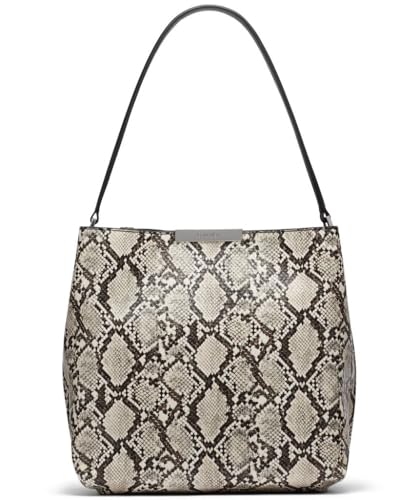 Calvin Klein Jodi Triple Compartment Bucket, Black Multi Snake, One Size