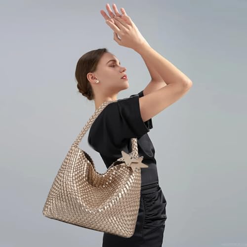 Image of Woven Tote Bag for Women, Shoulder Handbags, Beach Hobo, Handwoven Satchel Underarm Bag, Top-Handle Bag With Purses