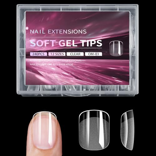 Juego de 240 extensiones de gel transparentes de cobertura completa para manicura con caja de uñas postizas