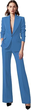 Womens Two Piece Sets Pants Suits Dressy Business Blazer Pant Suit Set Office Work Outfit