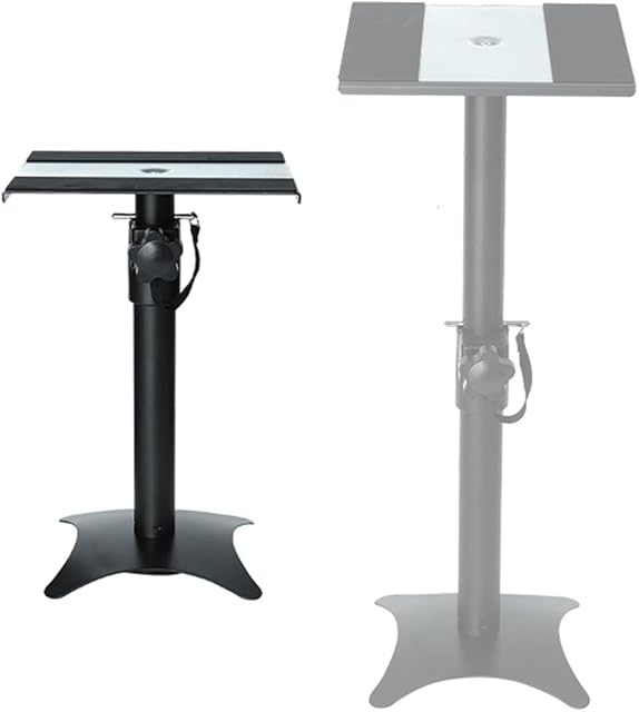 FIFOR Desktop Adjustable Height Speaker Stand - Extends 9.8" to 13.8" - Holds Satellite & small Bookshelf Speakers, pair