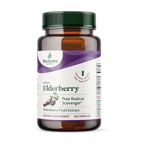 BIOACTIVE NUTRIENTS - Elderberry Capsules -600mg - Antioxidant Support, Flavonols & Anthocyanins, 2 Month Supply, 60 Capsules Cover