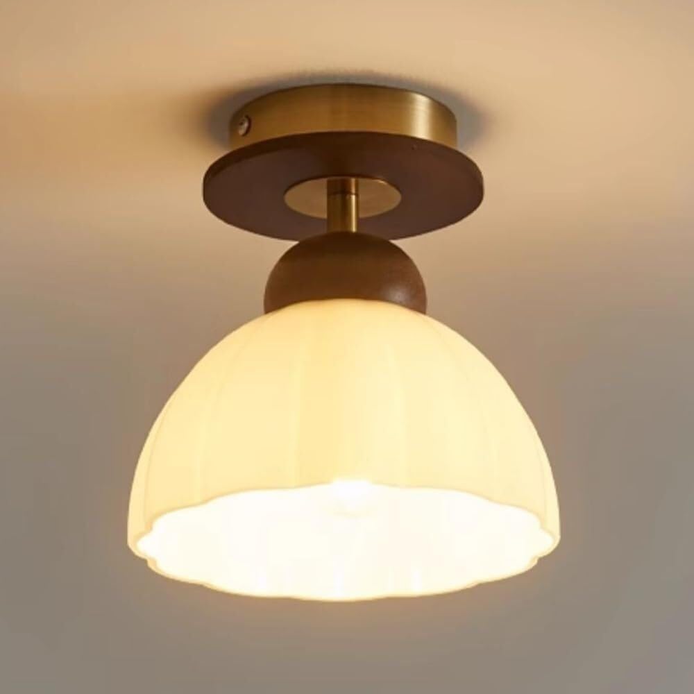 Lámpara de techo estilo retro con madera y cristal para islas de cocina 8