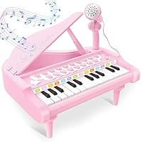 REMOKING Piano Keyboard Toy for Kids,2 3 4 5 6 Year Old Girls Boys Birthday Gift,Toddler Musical Instruments Toys with 24 Keys&Microphone,Early Sensory Education for Infant Baby Preschool