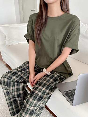 Image of KSHS Printed Round Neck Short Sleeve Nightsuit Set | Pajama Set | Casual Night Dress for Women