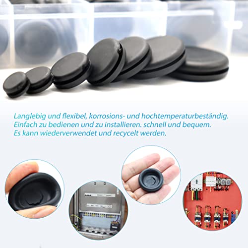 KUBOWAI 200 Stück Gummi-Kabeltüllen-Set, Gummitüllen-Set, Steckertülle zum Schutz von Drähten, Kabelverbindern (7 Tailles)