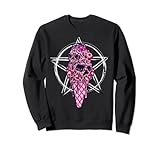 Aesthetic Emo Skull Ice Cream Cone Goth Pink Pentagram Women Sweatshirt