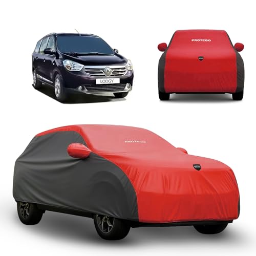 Image of PROTEGO Prime Series India's 1st Anti-Tear Car Cover for Renault Lodgy | Heavy-Duty, Custom Fit, All Weather Protection | 100% Waterproof, Windproof & Hail Resistant | 2-Year Warranty | Red + Black