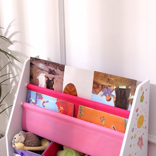 NICEME Kids Bookshelf Kids Bookcase with Toy Storage Unit Drawers, Childrens Book Shelf for Bedroom Playroom (Pink Lion Pattern,Shelf+6 Drawers) - Image 5