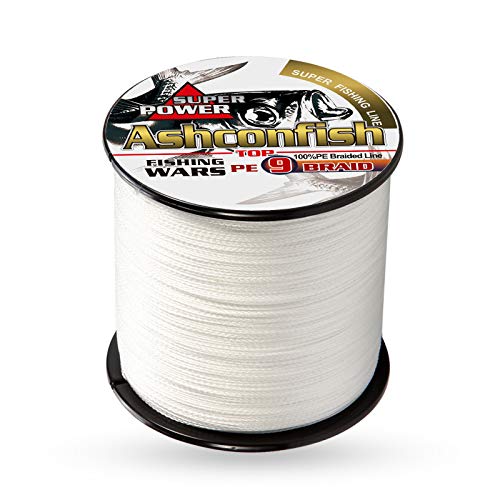 Ashconfish 9本撚り 釣り用PEライン 9本編み釣り糸 X9 500M 単色 9本編み【1.2号~20号 各号選択可】9編 ホワイト