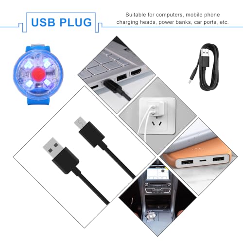 2 Stück Sicherheit Haustier Lichter, USB Wiederaufladbar LED Licht Leuchtanhänger Hund, 3 Blinkmodis Wasserdichte Blinklicht Hund für Hunde, Katzen（blau+weiß）
