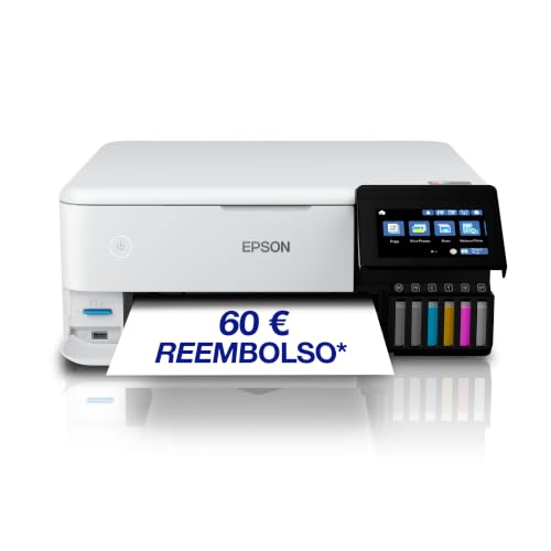 Epson EcoTank ET-8500 Impresora de Depósito de Tinta | Impresión Fotográfica | Tintas 6 Colores | Wi-Fi | A4 | Imprimir, Copiar, Escanear | Pantalla Táctil 10,9 cm | Alimentación Trasera