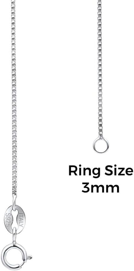 925 Sterling Silver Box Chain For Women, White Gold Plated, 0.8mm Thin Necklace Chain, 16" To 24" Lengths - Image 2