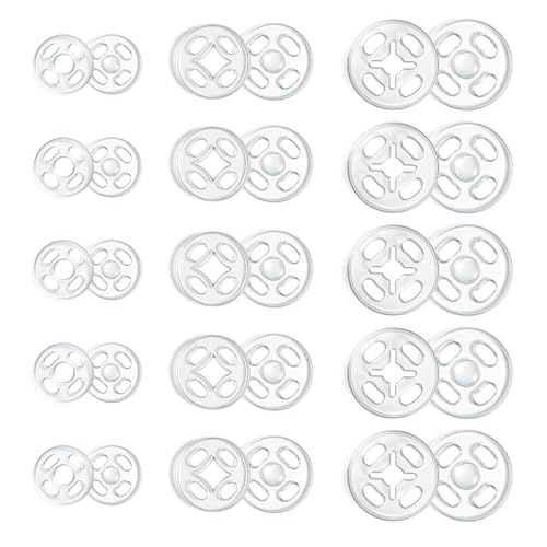 APLZGMG - 100 Paar Druckknöpfe zum Annähen, Unsichtbare Druckknöpfe zum Anähen, Transparente Druckknopf Annähen für Kleidung, Hosen, Rucksäcke, Hemden, Windjacken, Kunststoff 7,5 10 12,5 mm - -30%