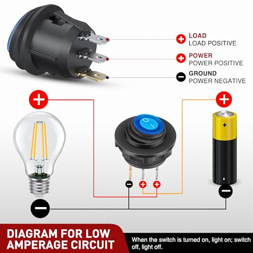 Image of Nilight 5PCS Waterproof Round Rocker Switch
