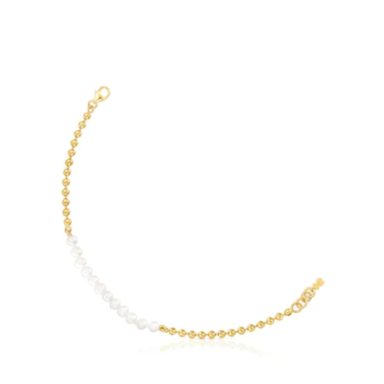 TOUS Pulsera de Plata de Primera Ley con Baño de Oro 18kt con Perlas para Mujer, Colección Gloss