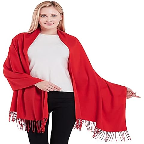 CJ Apparel Pashmina - Bufanda de algodón rojo liso Cover