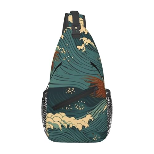 Bolso tipo sling para mujer y hombre, negro, mochila cruzada