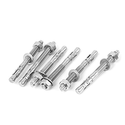 Aexit M8 Thread Anchors 304 Stainless Steel Car Repair Gecko Expansion Bolt Screw 80mm Expansion Anchors Long 6pcs