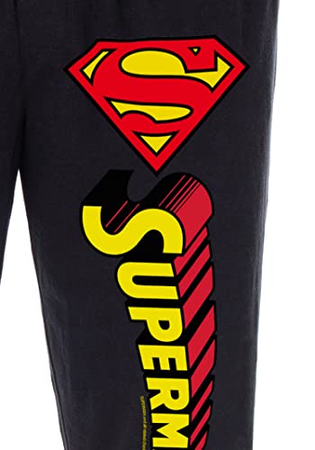 DC Comics Men's Classic Superman S Symbol And Script Logo Loungewear Pajama Pants3