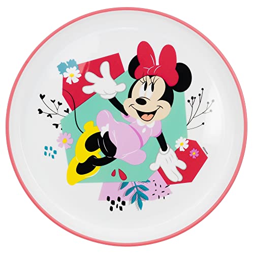 Plato infantil reutilizable bicolor con base antideslizante de Minnie Mouse