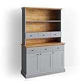 Die Gesamtmaße der Kommode betragen 121,4 x 83,5 x 43,5 cm (BxHxT). Das Regal misst 118,4 x 102 x 29,5 cm (BxHxT).