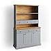 Produktbild Vicco Küchenschrank Cambridge Vitrine Buffet Küchenregal Landhaus Eiche (Grau/Eiche)