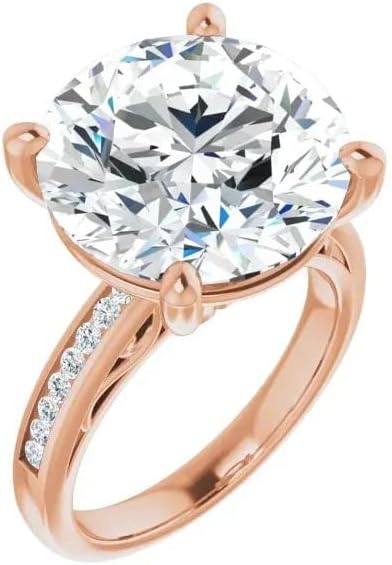 9.50 CT Round Brilliant Cut Moissanite Engagement Ring Vintage Inspired Channel Set Diamond Wedding Ring Unique Four Prong Setting 925 Sterling Silver, Solid 10K/14K/18K Gold Ring Gift For Her