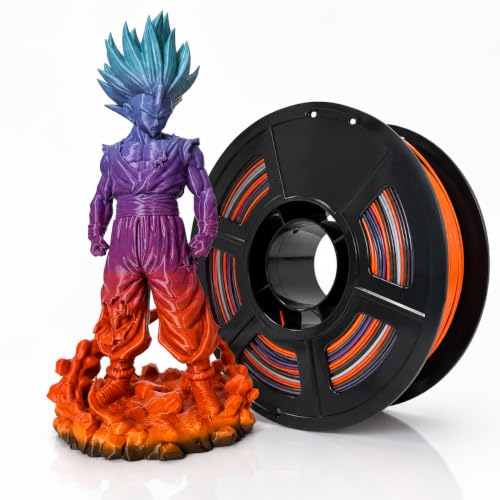 Image of PETG Orange Flame Filament 1.75mm, Orange Black Gray Multicolor 3D Printer Filament, Flame Gradient PETG Filament, Smooth Printing, Low Warping and Stringing, No Tangle, 1kg