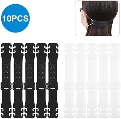 AOYAR Earache Prevention Fixer Anti-slip Ear Hooks Extension Buckle Adjustable Earloops Buckle, Black White, 10 Pcs