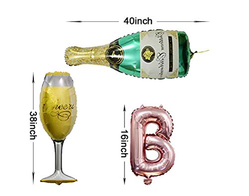 Annodeel Birthday Bitch Banner Foil Balloons, 16Inch Rose Gold Letter Mylar Balloons With Champagne Bottle Balloons For Birthday Party Shower Decor #TOP2