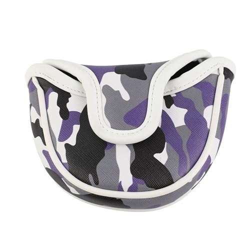 耐久性のあるカモフラージュPUレザーゴルフパターヘッドカバー - 防水性と 磁気バックル開閉 - ゴルフクラブを完璧に保護 (青)